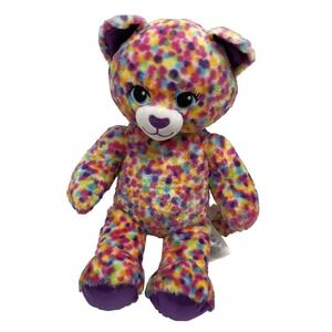 Build A Bear Rainbow Confetti Kitty Cat Plush Stuffed Animal  16"
